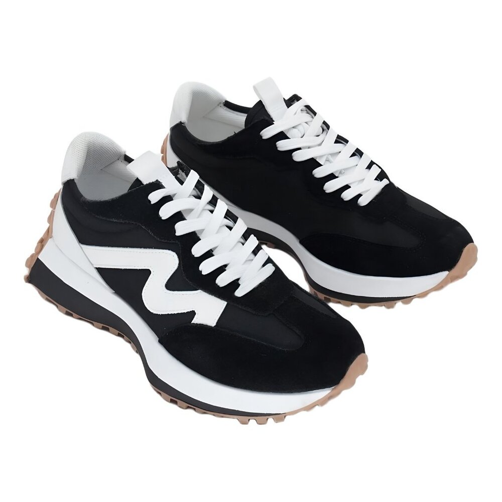 Steve Madden Campo Retro Lace-Up Jogger Sneakers Black Multi 9M - Picture 4 of 6